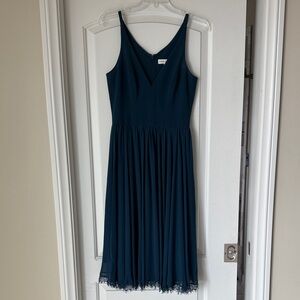 Dress the Population Sleeveless V-Neck Navy Blue Midi Dress